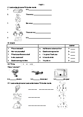Đề thi học kì I môn Tiếng anh lớp 3